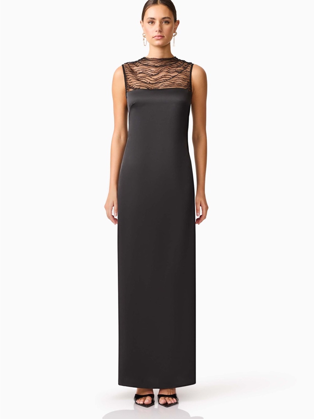 34. Elliatt • NWT $366 USD Margot Satin Gown in black PTP 17”